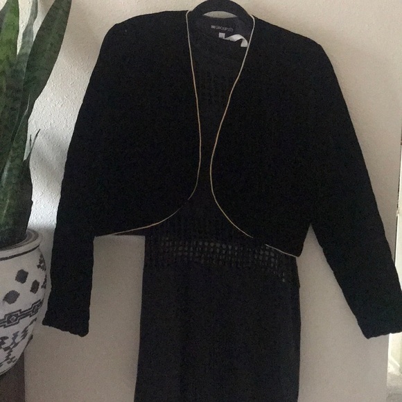 Vintage 90s y2k cropped black velvet and gold rope trim jacket - Picture 5 of 8
